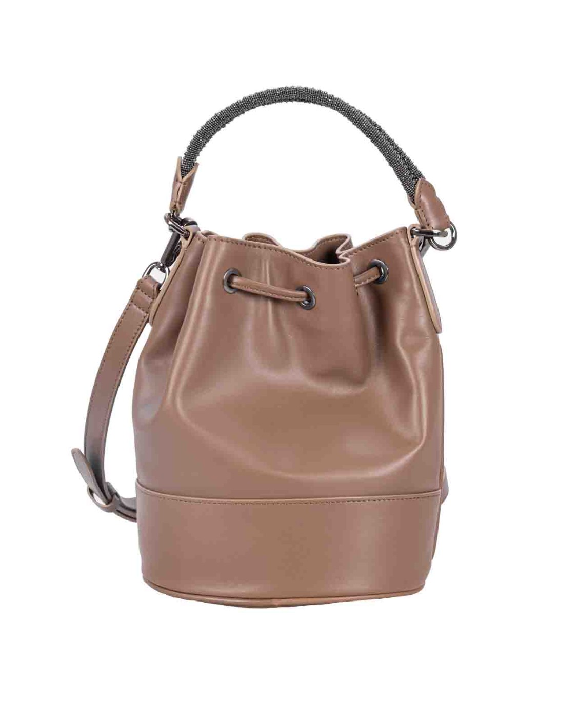 shop BRUNELLO CUCINELLI  Borsa: Brunello Cucinelli borsa bucket in vitello con Precious Braided Hanlde.
Chiusura con coulisse.
Tracolla regolabile e removibile.
Manico.
Fodera in pelle.
1 slot per carte e biglietti da visita.
Decorazione in monile Nickel-free.
La borsa misura circa 17 cm in lunghezza, 12 cm in larghezza e 22,5 cm in altezza.
Composizione: 100% vera pelle.
Made in Italy.. MBHED2580-C8772 number 3184012